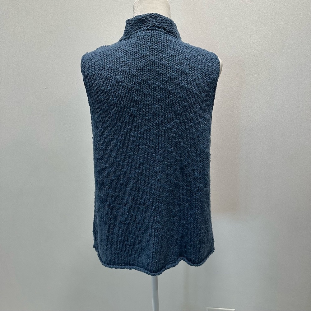 Willow Yarn Knit Sleeveless Wood Button Down Sea Blue Cardigan Womens Size XL - Picture 3 of 7